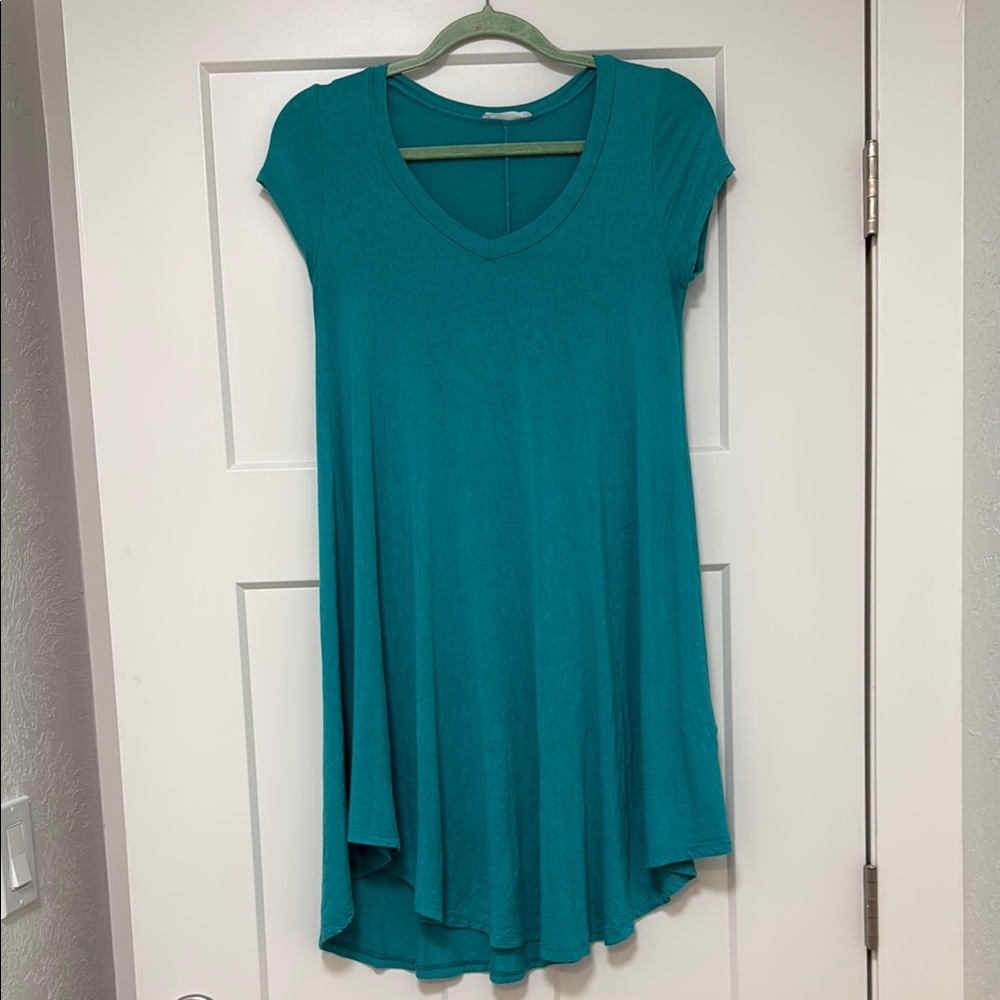 Teal V-Neck Women's Dress